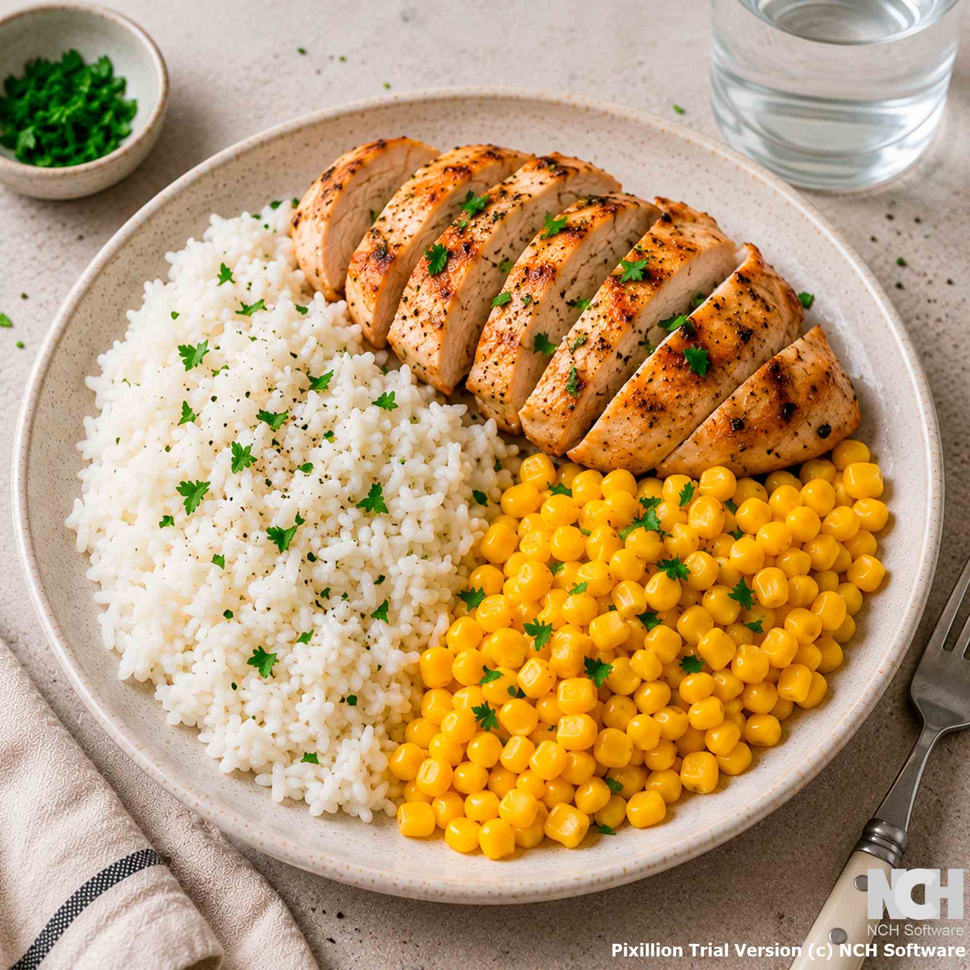 Курица с рисом и кукурузой