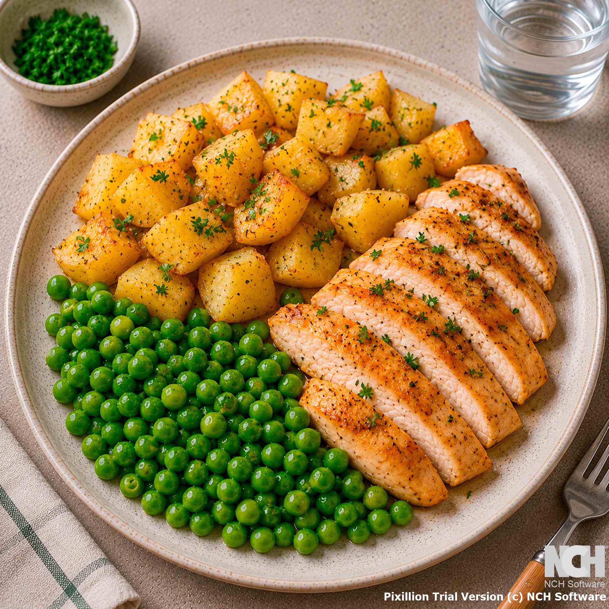 Курица с картофелем и горошком