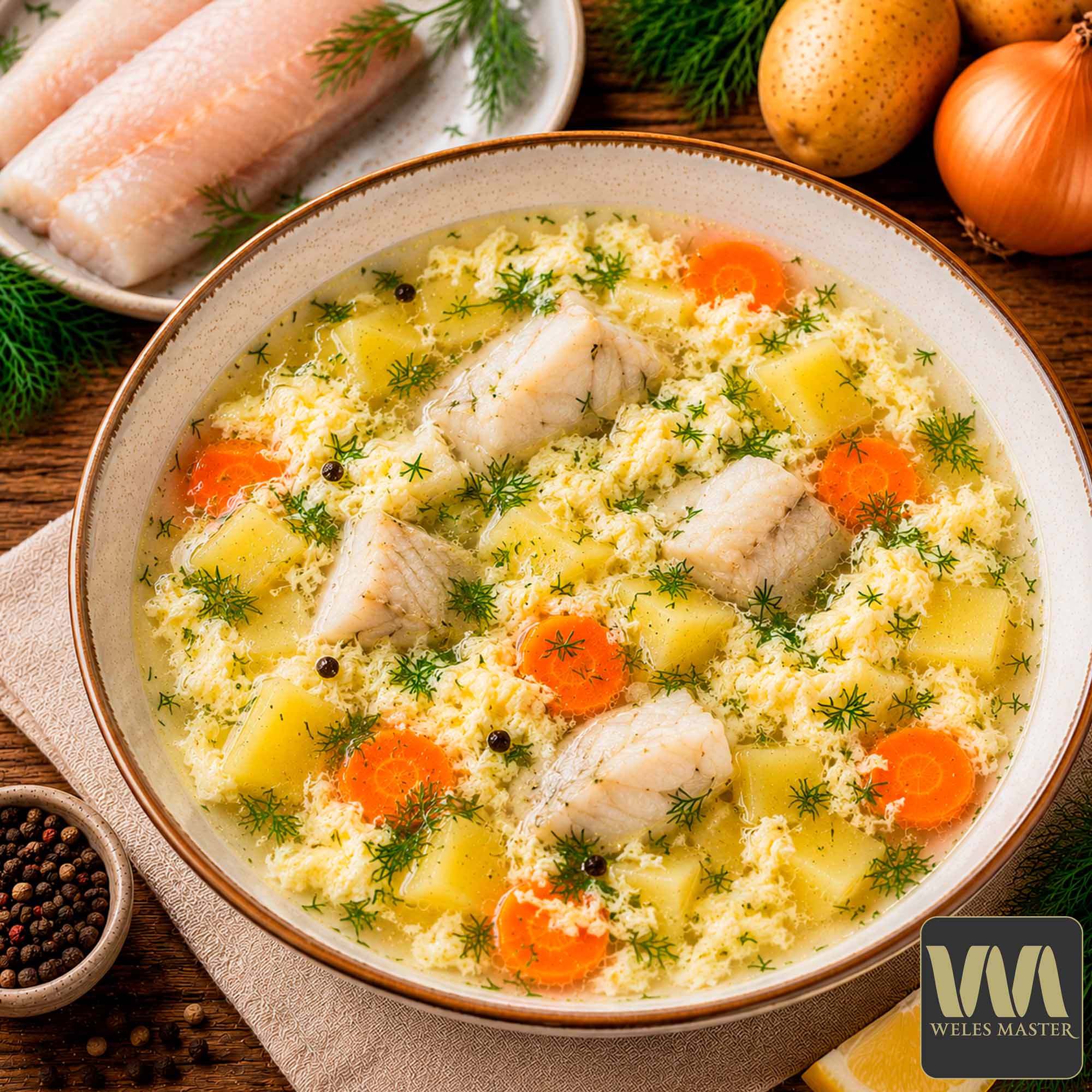 Уха из минтая с яйцом
