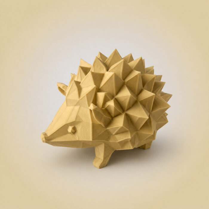 Интерьерная полигональная фигурка Ёж из ABS, бежевая, 3D-печать