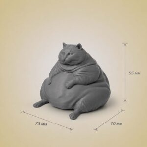 Серая коллекционная фигурка Кот Батон из PETG