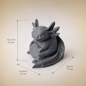3 Серая коллекционная фигурка Аксолотль Плюх из PETG