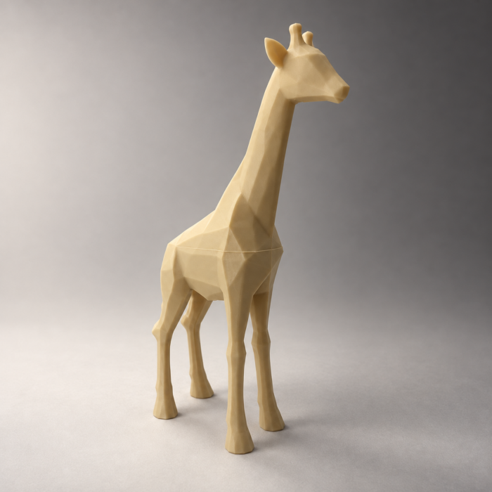 01 сайт Интерьерная полигональная фигурка Жираф из ABS бежевая 3D-печать