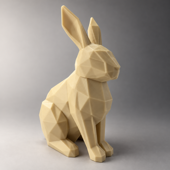 01 сайт Интерьерная полигональная фигурка Заяц из ABS бежевая 3D-печать