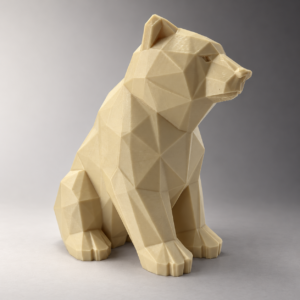 01 сайт Интерьерная полигональная фигурка Медведь из ABS бежевая 3D-печать