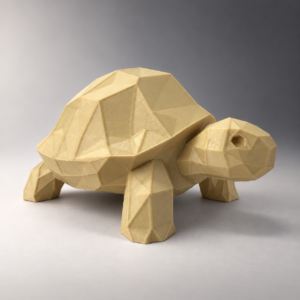01 сайт Интерьерная полигональная фигурка Черепаха из ABS бежевая 3D-печать