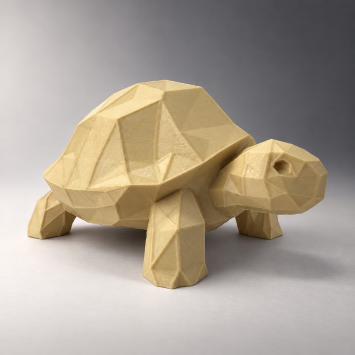 01 сайт Интерьерная полигональная фигурка Черепаха из ABS бежевая 3D-печать