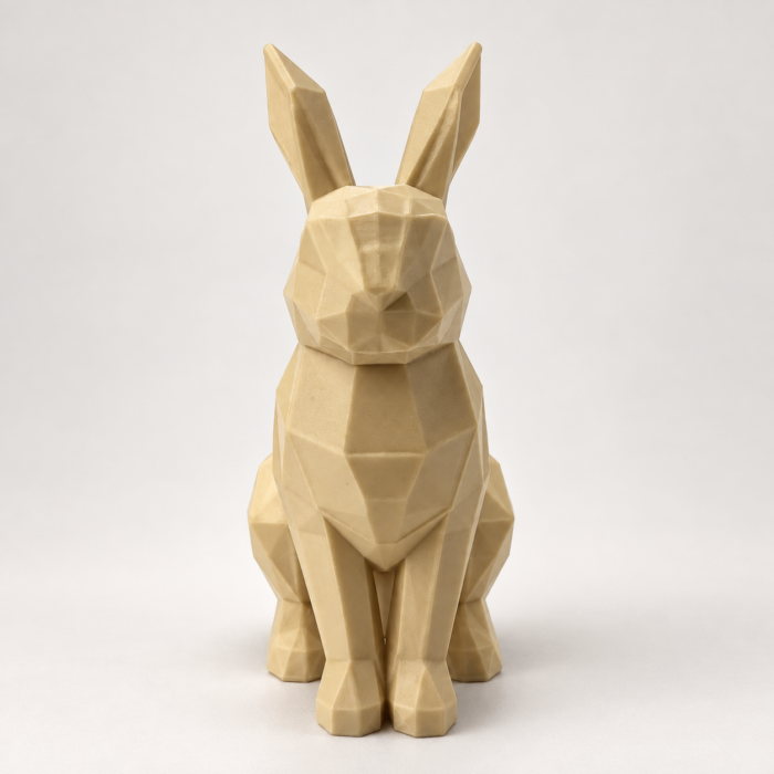 02 сайт Интерьерная полигональная фигурка Заяц из ABS бежевая 3D-печать