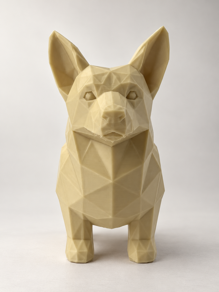02 сайт Интерьерная полигональная фигурка Корги из ABS бежевая 3D-печать