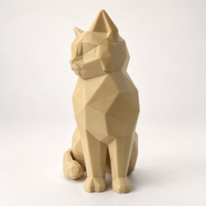 02 сайт Интерьерная полигональная фигурка Кот из ABS бежевая 3D-печать