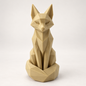 02 сайт Интерьерная полигональная фигурка Лиса из ABS бежевая 3D-печать