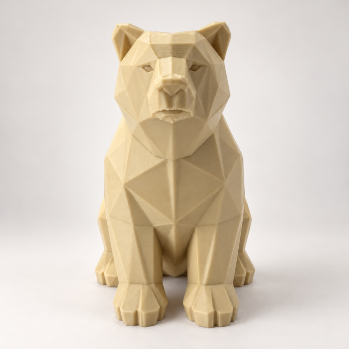 02 сйт Интерьерная полигональная фигурка Медведь из ABS бежевая 3D-печать
