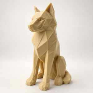 03 САЙТ Интерьерная полигональная фигурка Волк из ABS бежевая 3D-печать