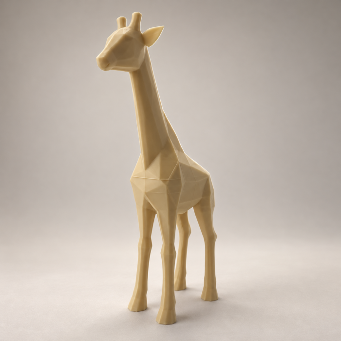 03 сайт Интерьерная полигональная фигурка Жираф из ABS бежевая 3D-печать