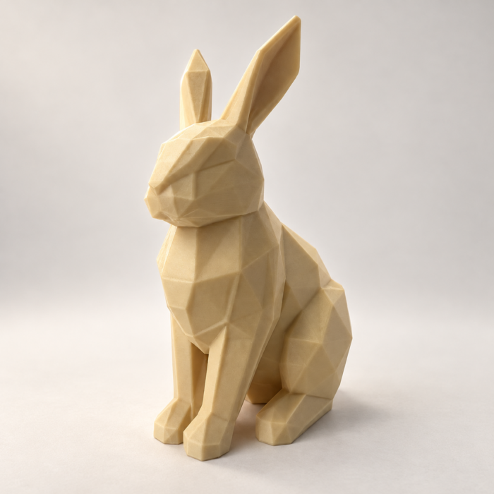 03 сайт Интерьерная полигональная фигурка Заяц из ABS бежевая 3D-печать