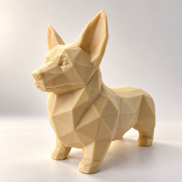03 сайт Интерьерная полигональная фигурка Корги из ABS бежевая 3D-печать