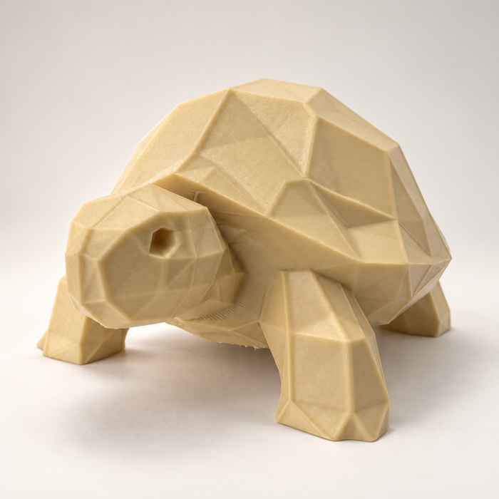 03 сайт Интерьерная полигональная фигурка Черепаха из ABS бежевая 3D-печать