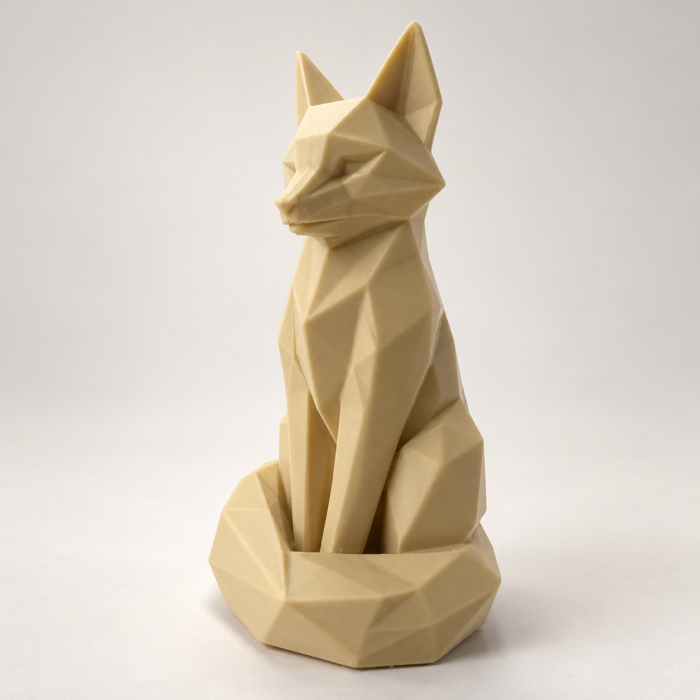 03 сйт Интерьерная полигональная фигурка Лиса из ABS бежевая 3D-печать