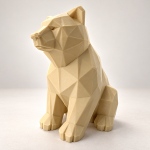 03 сйт Интерьерная полигональная фигурка Медведь из ABS бежевая 3D-печать