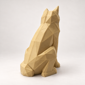 04 САЙТ Интерьерная полигональная фигурка Волк из ABS бежевая 3D-печать