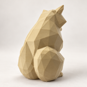 04 сайт Интерьерная полигональная фигурка Енот из ABS бежевая 3D-печать