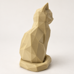 04 сайт Интерьерная полигональная фигурка Кот из ABS бежевая 3D-печать