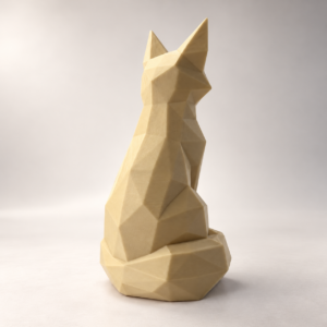 04 сайт Интерьерная полигональная фигурка Лиса из ABS бежевая 3D-печать
