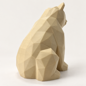 04 сайт Интерьерная полигональная фигурка Медведь из ABS бежевая 3D-печать