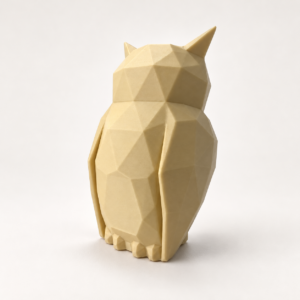 04 сйт Интерьерная полигональная фигурка Сова из ABS бежевая 3D-печать